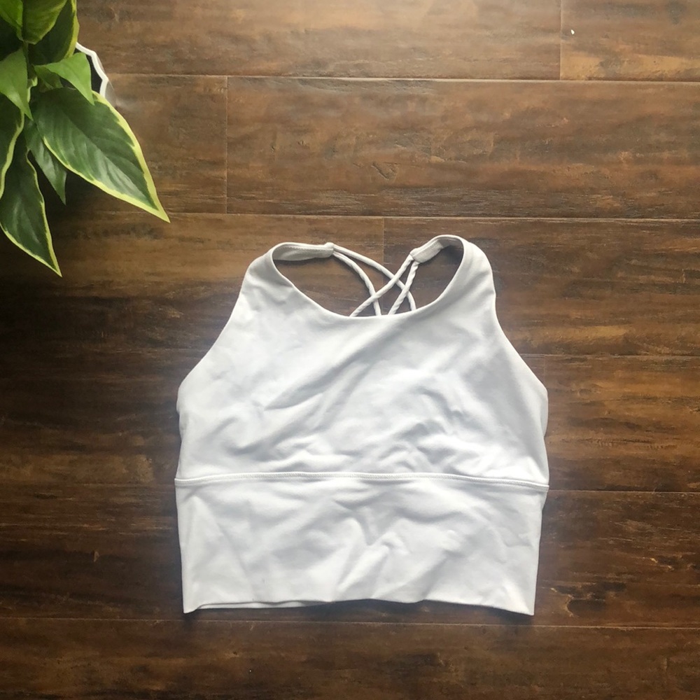 Off White Cropped Tank Top Sports Bra